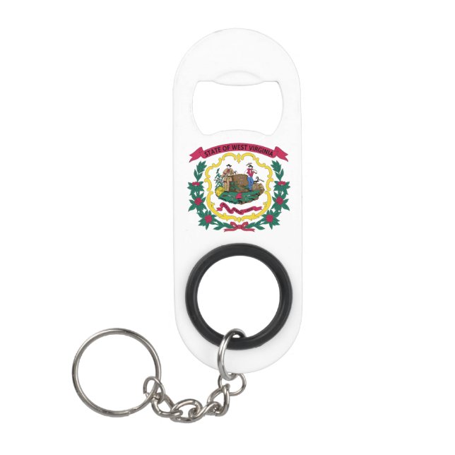 Porte-clé Décapsuleur Drapeau de l'État de Virginie-Occidentale (Devant)