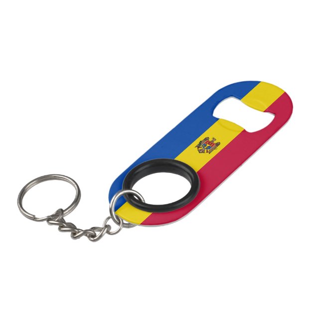 Porte-clé Décapsuleur Drapeau de Moldavie (Devant Angle)