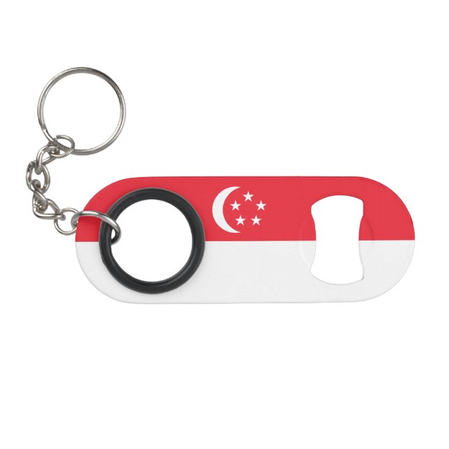Porte-clé Décapsuleur Drapeau de Singapour (Devant (Horizontal))