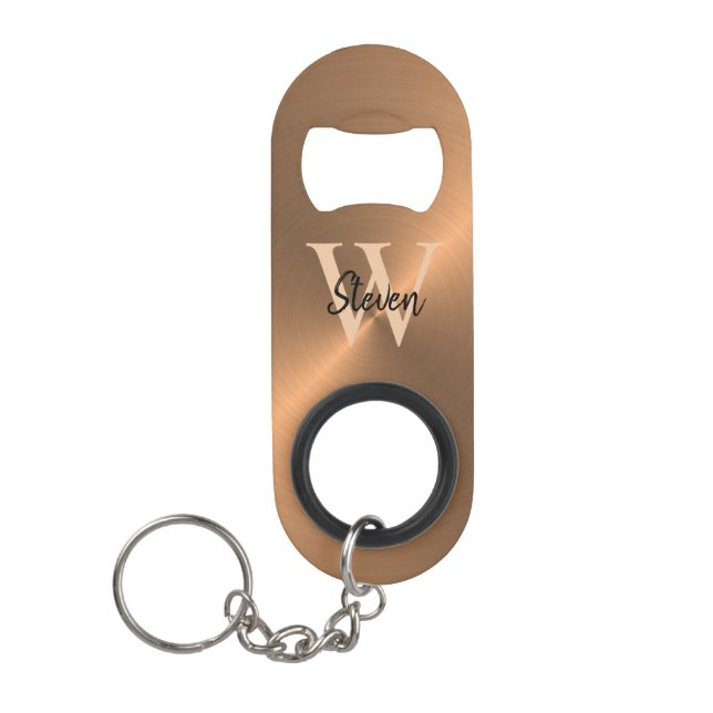 Porte-clé Décapsuleur Élégant nom de monogramme Bronze Mens métalliques  (Devant)
