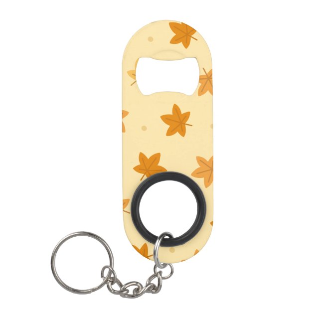 Porte-clé Décapsuleur Feuilles d'automne vintage rétro motif (Devant)