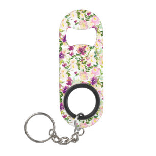 Porte-clé Décapsuleur Fille Rose Peach Purple Burgundy Aquarelle Florale