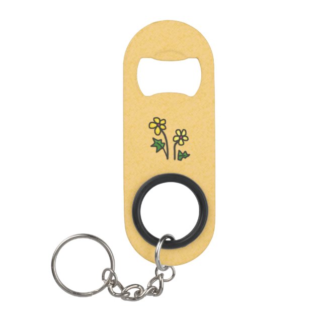 Porte-clé Décapsuleur Fleurs douces Jaune (Devant)