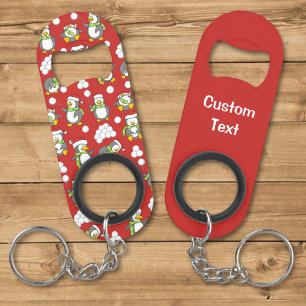 Porte-clé Décapsuleur Fond de manchots de Noël