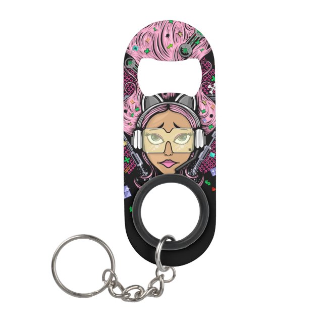 Porte-clé Décapsuleur Gamer fille (Devant)