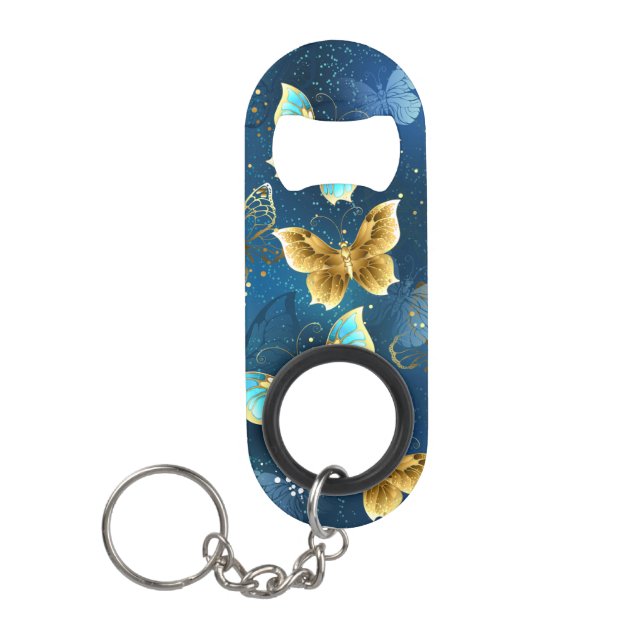Porte-clé Décapsuleur Golden butterflies (Devant)