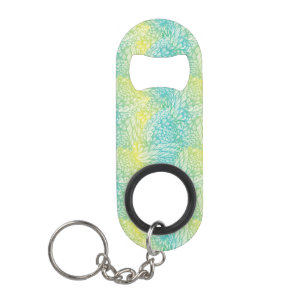 Porte-clé Décapsuleur Gradient jaune et bleu vintage floral