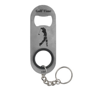 Porte-clé Décapsuleur Gris texturisé de golfeur de marbre gris de barman