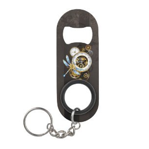 Porte-clé Décapsuleur Horloge à vapeur avec libellule mécanique