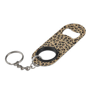 Porte-clé Décapsuleur Imprimé élégant léopard noir paillettes or