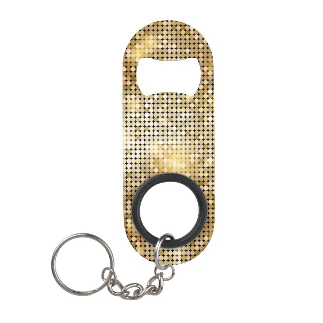 Porte-clé Décapsuleur La paillette d'or de scintillement lumineuse (Devant)