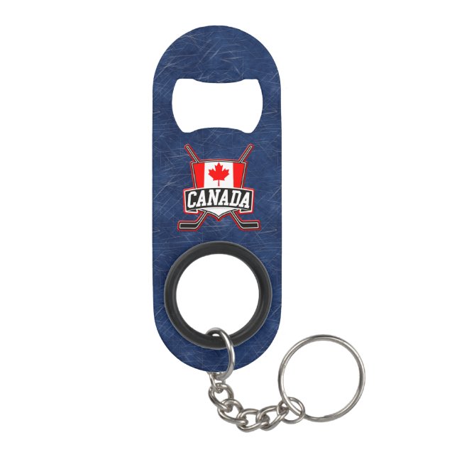 Porte-clé Décapsuleur Logo de hockey sur drapeau du Canada (Dos)