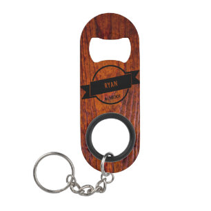 Porte-clé Décapsuleur Logo Mariage du grain de bois Monogramme Meilleur 