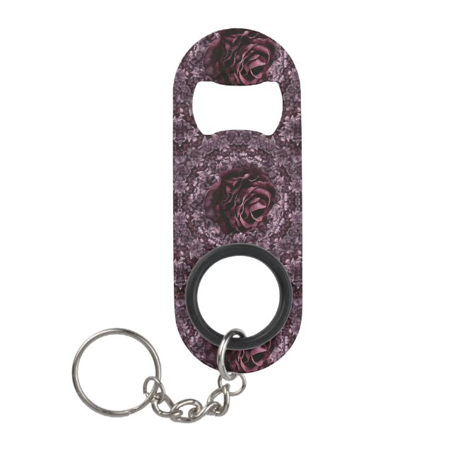 Porte-clé Décapsuleur Mandala de rose  (Devant)