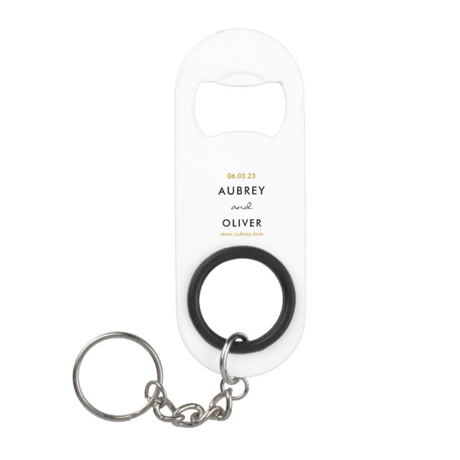 Porte-clé Décapsuleur Mariage Monogramme Bouteille en acier inoxydable (Devant)