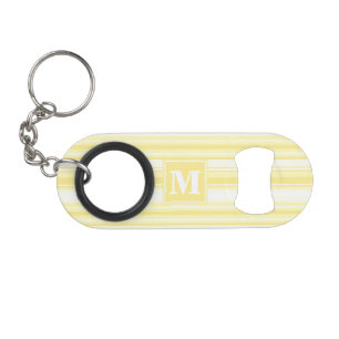 Porte-clé Décapsuleur Monogramme rayures jaunes citron