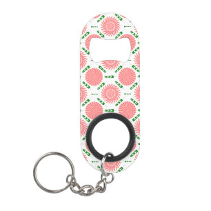Porte-clé Décapsuleur motif aux fleurs roses