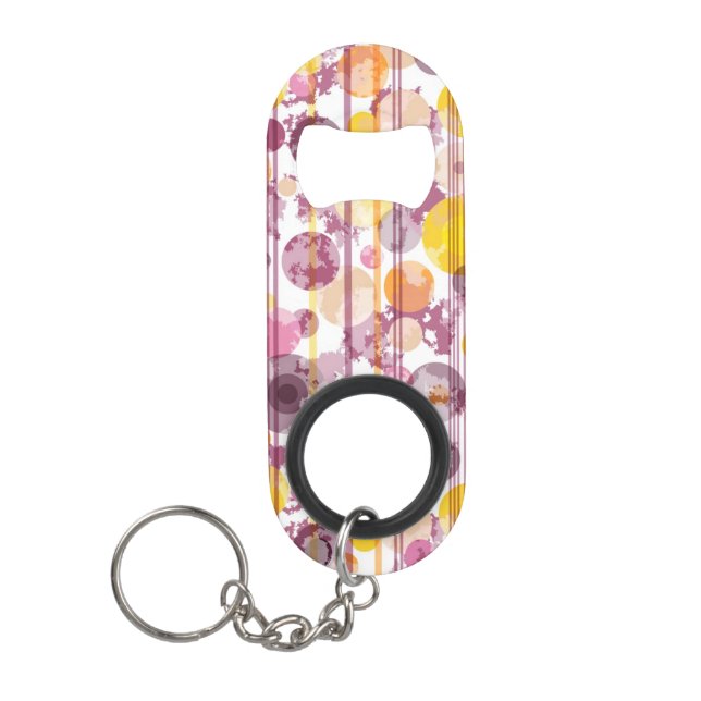 Porte-clé Décapsuleur Motif blanc rayé tacheté (Devant)