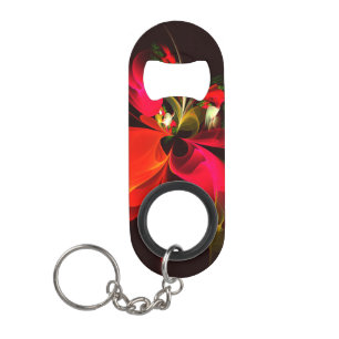 Porte-clé Décapsuleur Motif d'art abstrait moderne floral rouge vert #02