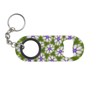 Porte-clé Décapsuleur Motif de fleurs blanches