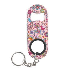 Porte-clé Décapsuleur Motif de ressort avec les fleurs colorées