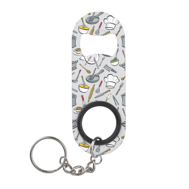 Porte-clé Décapsuleur Motif d'outils de cuisine (Devant)