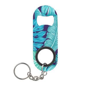 Porte-clé Décapsuleur Motif Feuille Tropical Green Blue