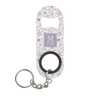 Porte-clé Décapsuleur Motif floral aquarelle lavande violet fleurs