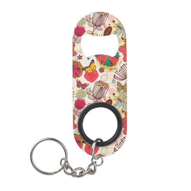 Porte-clé Décapsuleur Motif floral dans le rétro style 4 (Devant)