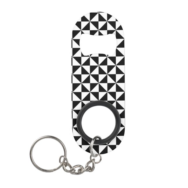 Porte-clé Décapsuleur Motif noir et blanc de triangle (Devant)