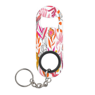 Porte-clé Décapsuleur Motifs floraux roses et orangés