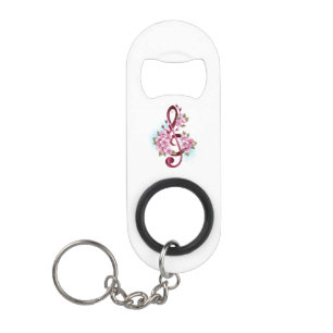 Porte-clé Décapsuleur Musical treble clef notes with sakura flowers