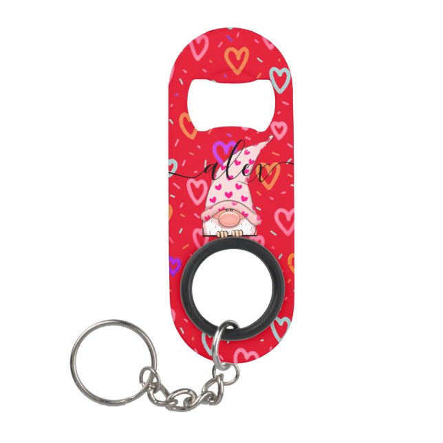Porte-clé Décapsuleur Nom personnalisé LOVE Gnome Valentine (Devant)