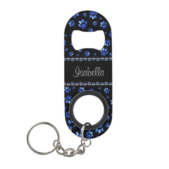 Porte-clé Décapsuleur Nom personnalisé, pattes de chien de parties scint (Devant)
