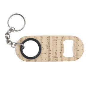 Porte-clé Décapsuleur notes de musique beige vintage