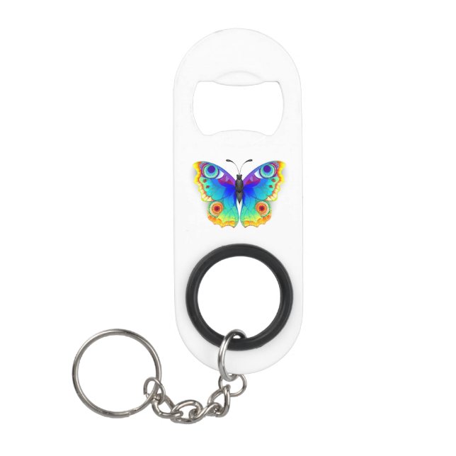 Porte-clé Décapsuleur Oeil de paon arc-en-ciel (Devant)