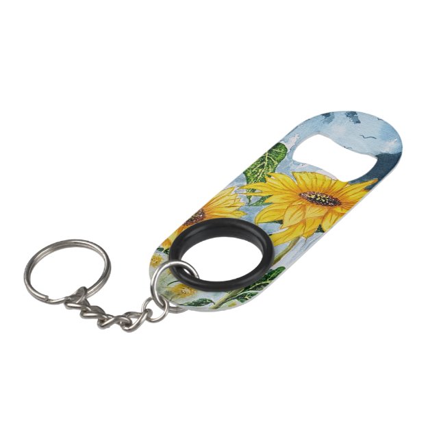 Porte-clé Décapsuleur Ouverture de bouteille de tournesol (Devant Angle)