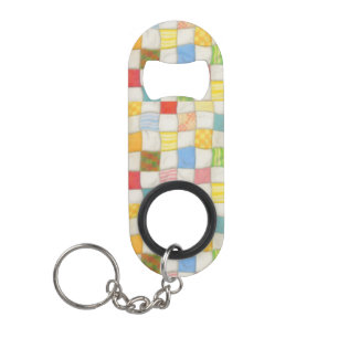 Porte-clé Décapsuleur Ouverture de mini-bouteille CRAZY QUILT avec Porte