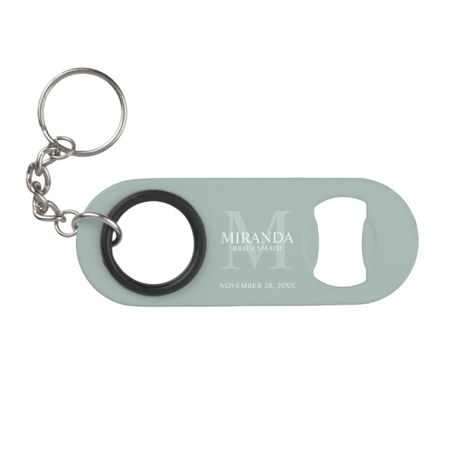 Porte-clé Décapsuleur Personalized Bridesmaid's Monogram and Name (Devant (Horizontal))