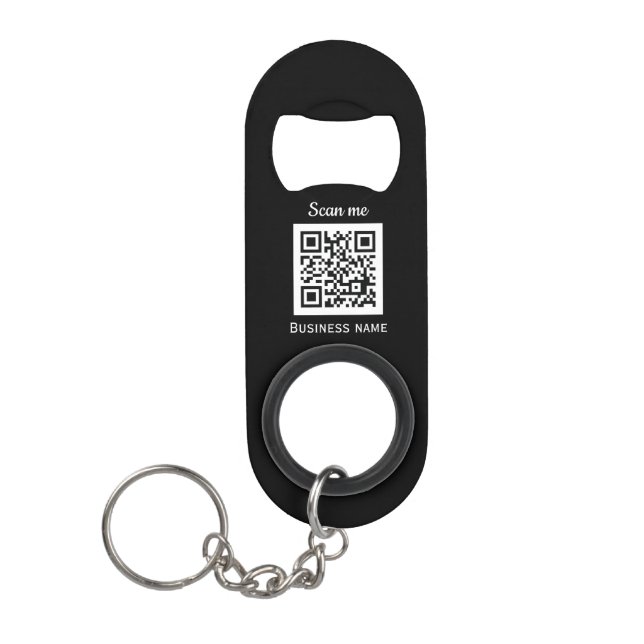 Porte-clé Décapsuleur QR Code Business Logo Professionnel Noir Moderne (Devant)