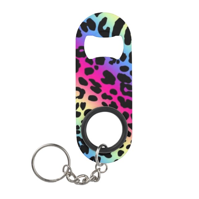 Porte-clé Décapsuleur Rainbow Leopard Motif (Devant)
