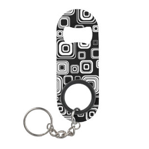 Porte-clé Décapsuleur Rétros carrés noirs et blancs