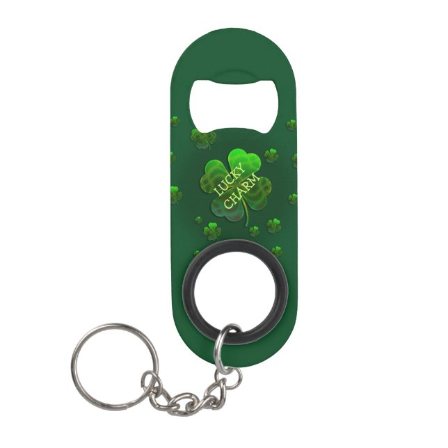 Porte-clé Décapsuleur Shamrock chanceux de charme (Devant)