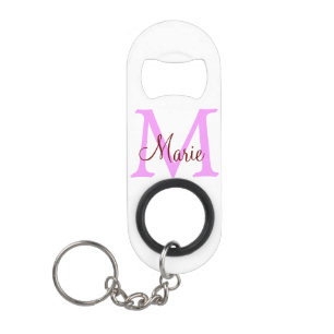 Porte-clé Décapsuleur simple nom minimal ajouter monogramme rose rouge  