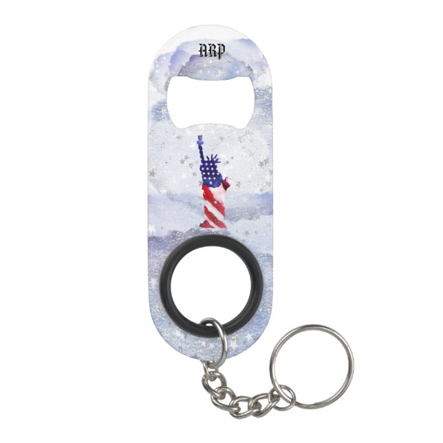 Porte-clé Décapsuleur *~* Statue Liberty. Vétéran militaire rouge bleu (Dos)