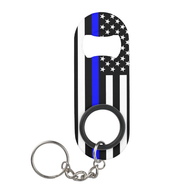 Porte-clé Décapsuleur Symbole de la ligne bleue mince américaine (Devant)