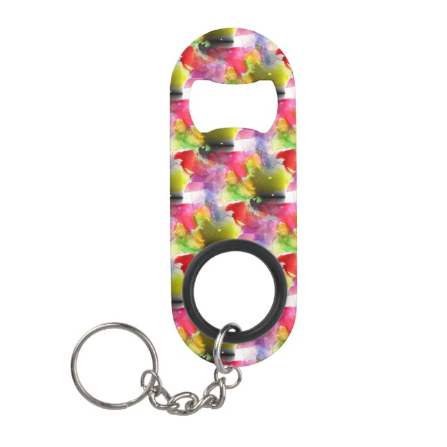 Porte-clé Décapsuleur Texture de conception rouge, aquarelle jaune (Devant)