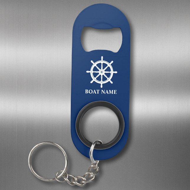 Porte-clé Décapsuleur Votre bateau ou votre nom Navires Roue Helm Navy B (Créateur téléchargé)
