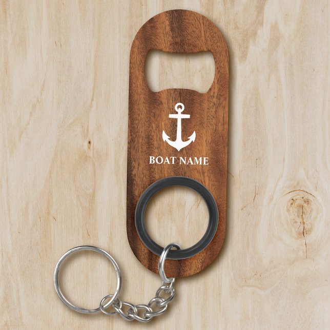 Porte-clé Décapsuleur Votre nom de bateau Ancre sur le bois (Créateur téléchargé)
