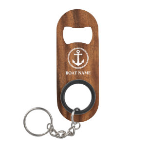 Porte-clé Décapsuleur Votre nom de bateau Sea Ancre Style bois